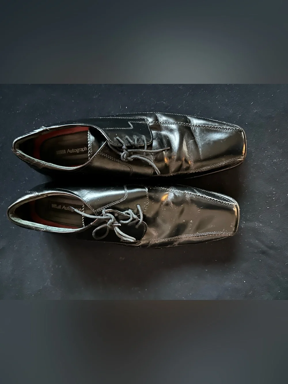 Marks & Spencer autograph Black Leather Lace-Up Oxfords dress shoes 10